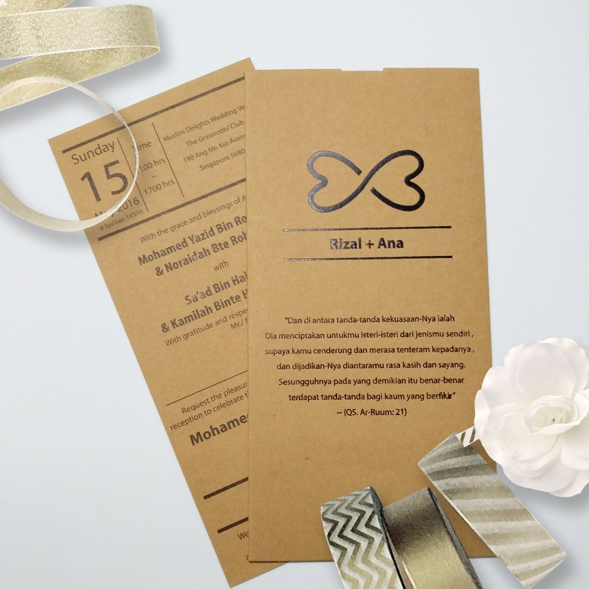 jentayu design kad kahwin kraft poket pocket series craft paper hot stamping black wedding cards malaysia 